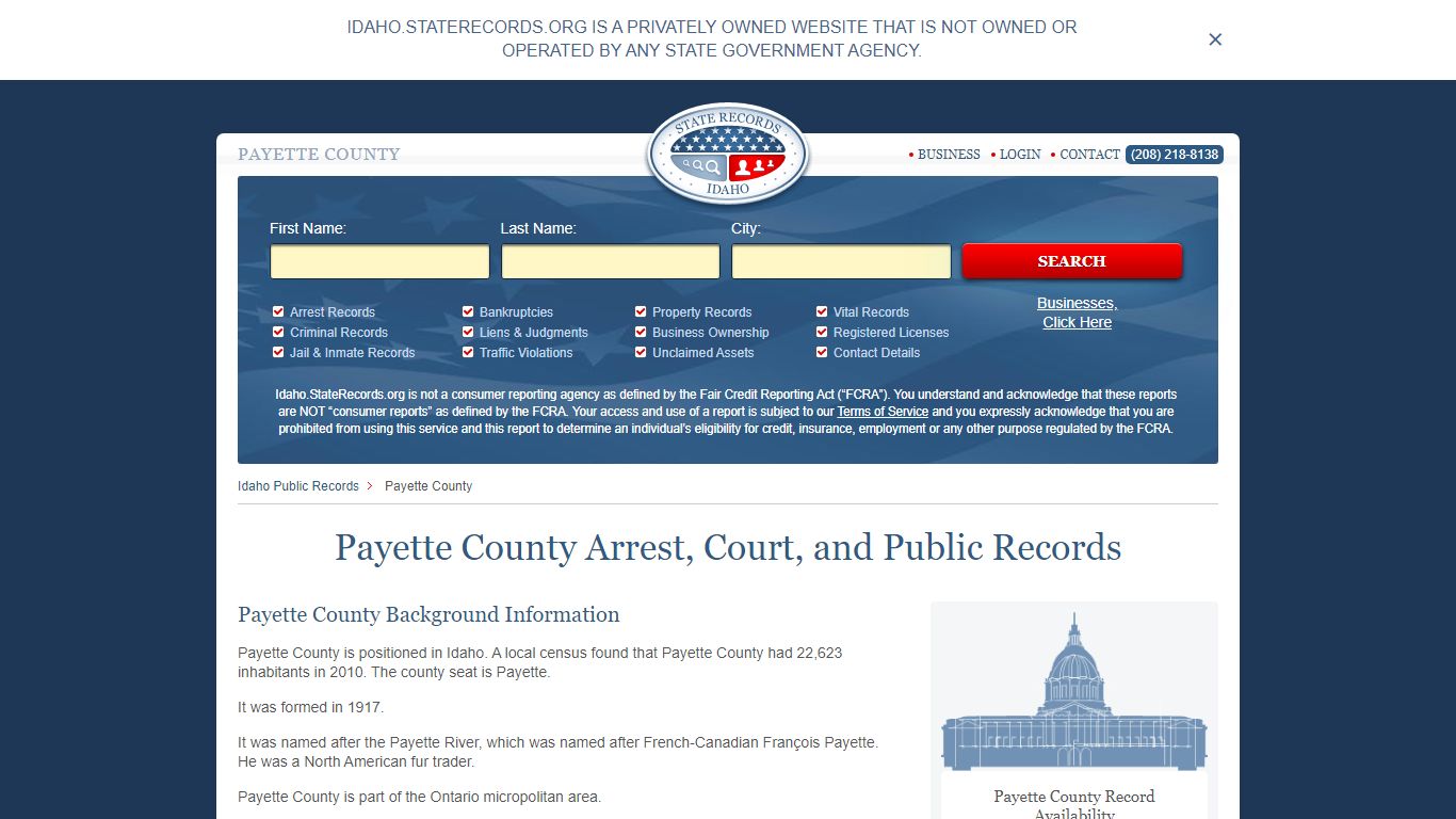 Payette County Arrest, Court, and Public Records